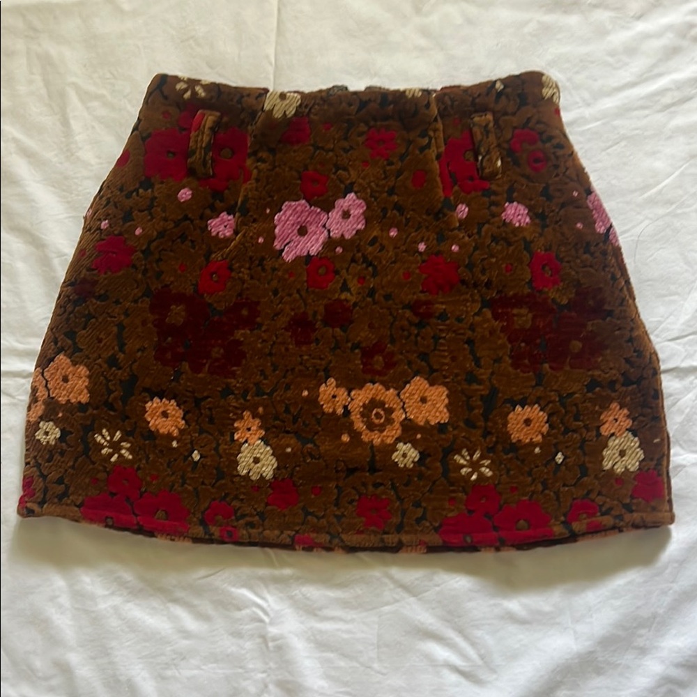 Kimchi Blue Floral Brown Skirt